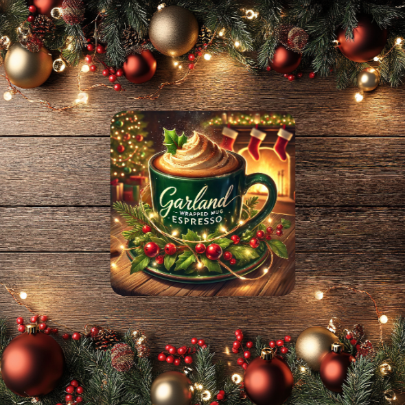 3 Inch Coaster 4PK (MDF) - Holiday Coffee Drinks