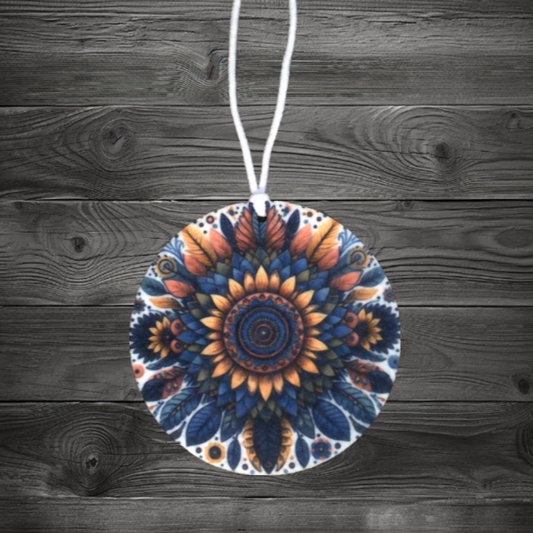 Air Freshener 3.5" Round Sunflower Mandala