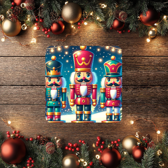 3 Inch Coaster 4PK (MDF) - Nutcrackers