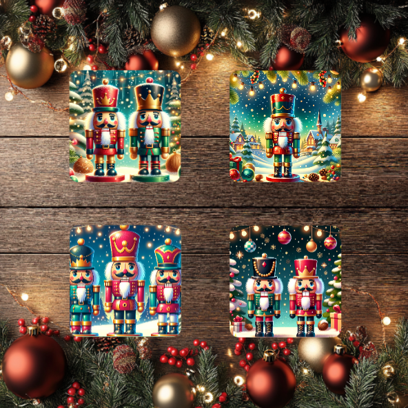 3 Inch Coaster 4PK (MDF) - Nutcrackers
