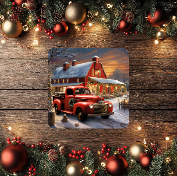 3 Inch Coaster 4PK (MDF) - A Red Truck Country Christmas