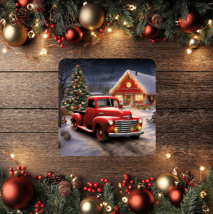 3 Inch Coaster 4PK (MDF) - A Red Truck Country Christmas