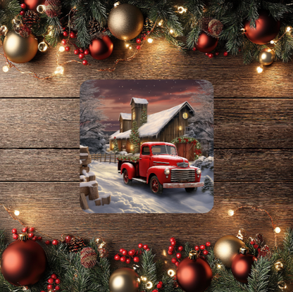 3 Inch Coaster 4PK (MDF) - A Red Truck Country Christmas