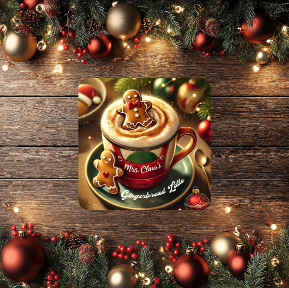 3 Inch Coaster 4PK (MDF) - Holiday Coffee Drinks