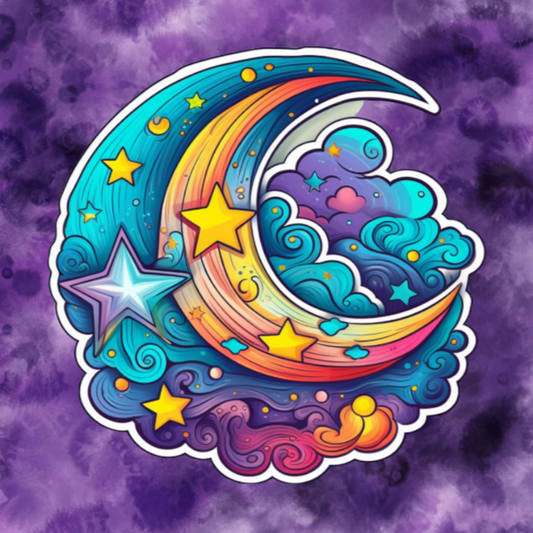 Waterproof Vinyl Cosmic Moon Sticker (Available 2" inch, 3" inch, 4" inch, &" 5 Inch)