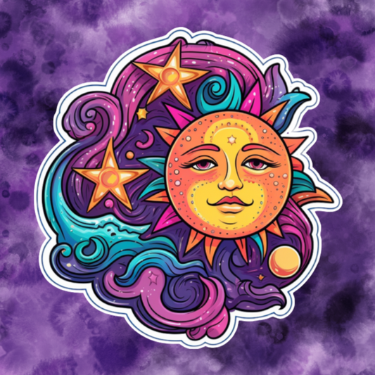Waterproof Vinyl Cosmic Sun Sticker (Available 2" inch, 3" inch, 4" inch, & 5" Inch)