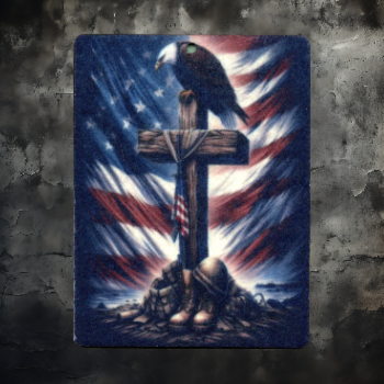 Military Remembrance Air Freshener -With The American Flag, Boots, Cross, Eagle 3x4